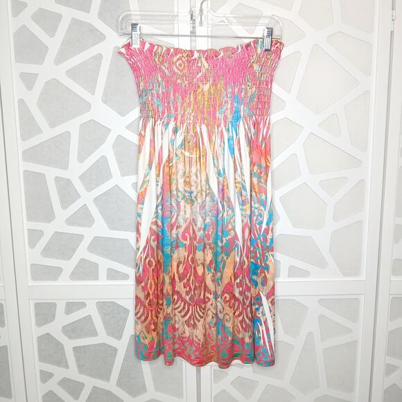 Rouge Y2K Multi Color Rhinestone Strapless Mini Dress Womens LG McBling Abstract - Picture 6 of 9